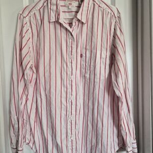 Levi's Red and White Striped Casual Shirt